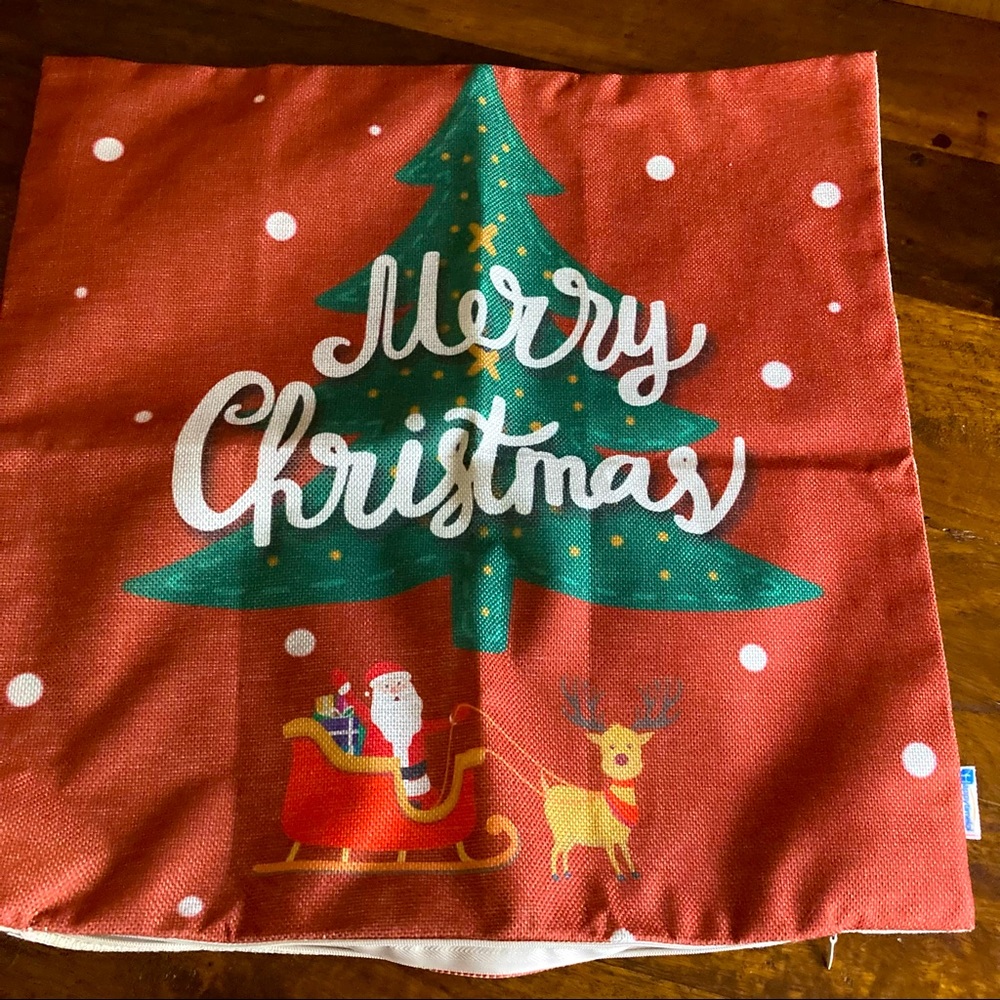 NEW Bundle of 2 Christmas Pillow Cases / Covers Reindeer / Elk & Santa W/ Zipper